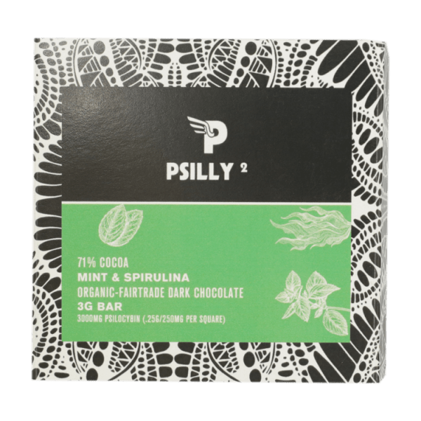 Psilly - Dark Chocolate Bar - Mint & Spirulina | Where To Buy Shrooms Canada